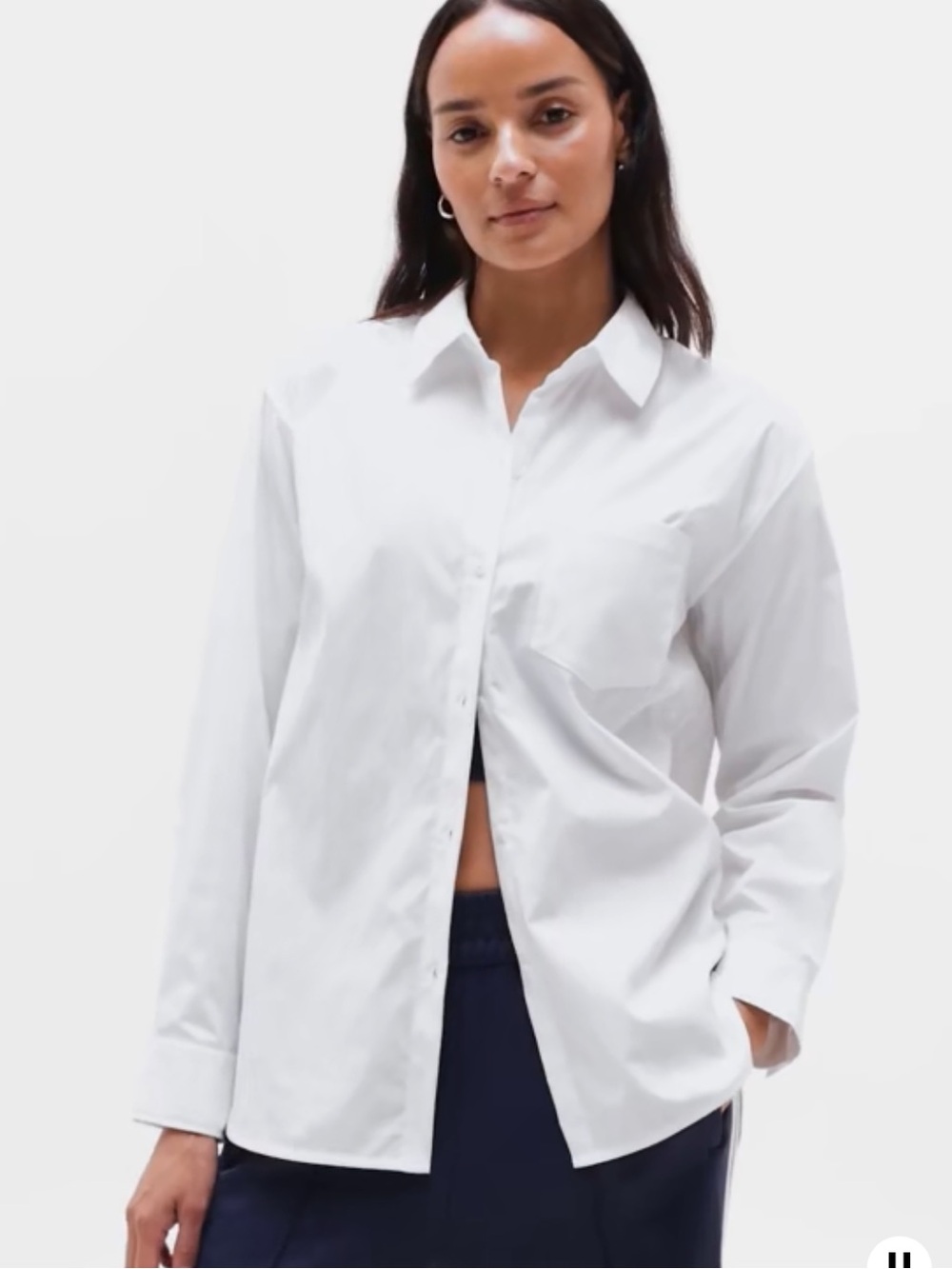 Athleta Midday Relaxed Poplin Button Up Shirt